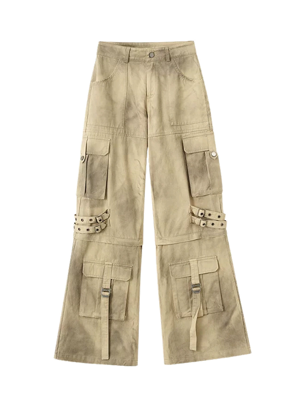 Weathered Detachable-Leg Wide Cargo Trousers — product view 1