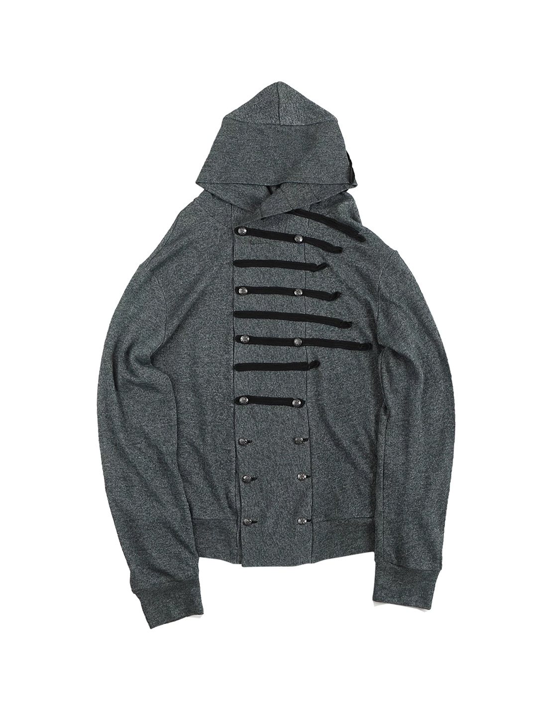 Woven-Trim Cropped Double-Breasted Hoodie Jacket - View 4