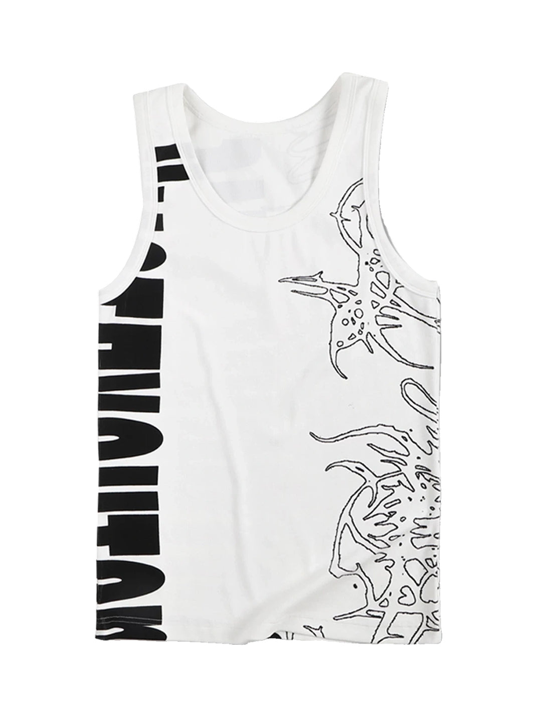 Line-Graphic Fitted Ribbed Tank Top