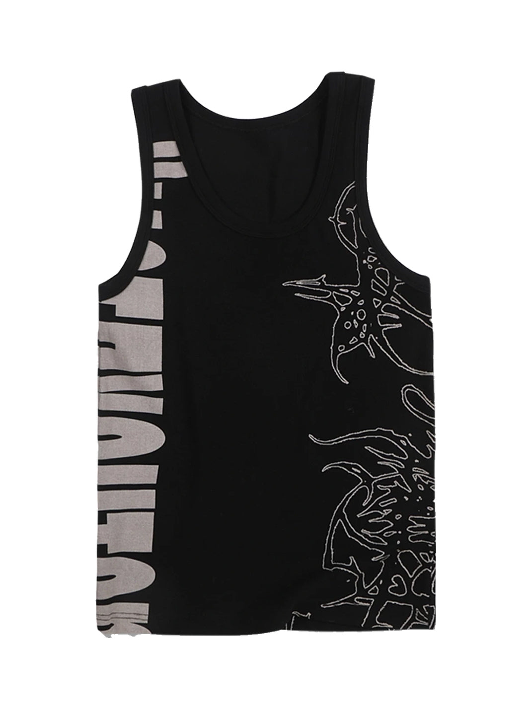 Line-Graphic Fitted Ribbed Tank Top - View 5