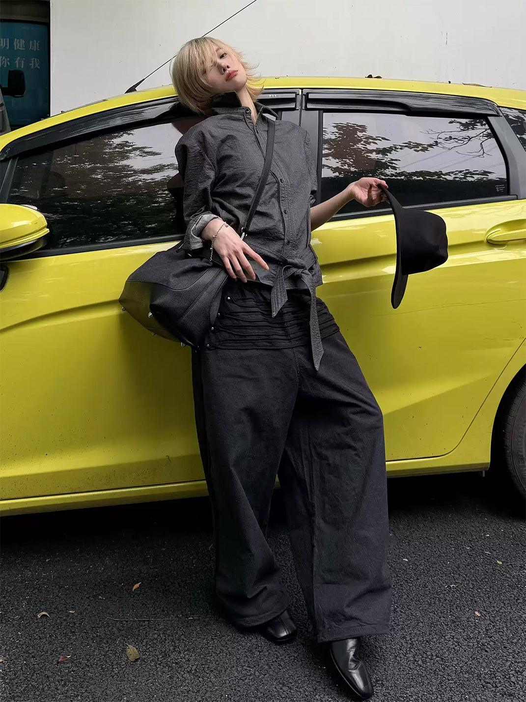 Woven-Strap Wide-Leg Casual Trousers - View 6