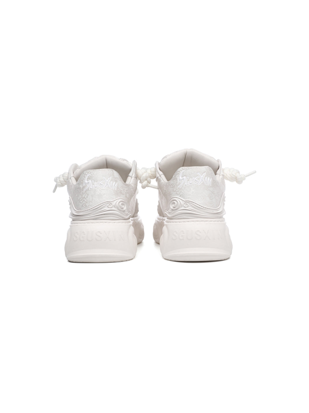 White Cloud-Embroidered Platform Sneakers - View 9