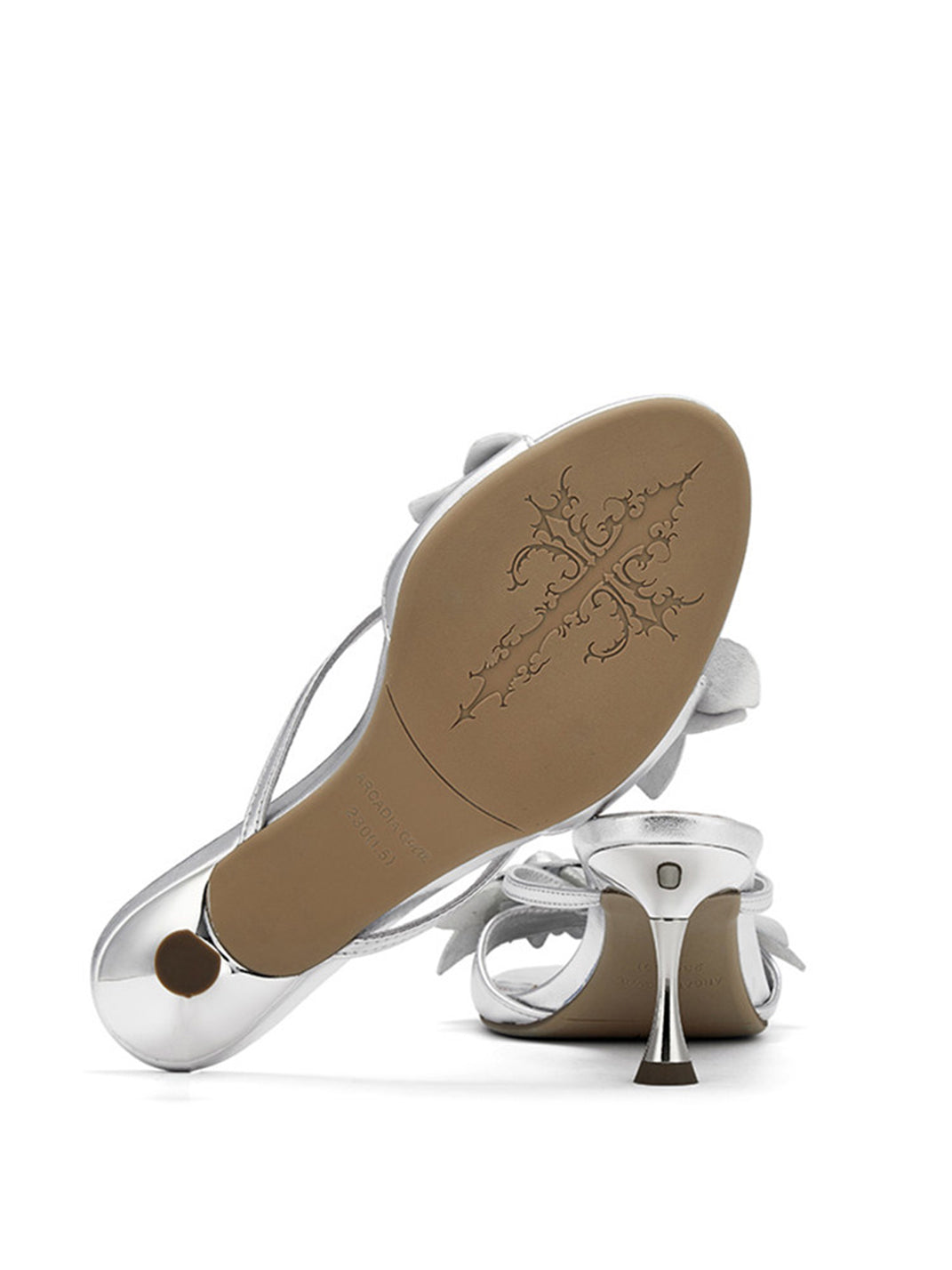 White Floral Kitten-Heel Slide Sandals - View 15