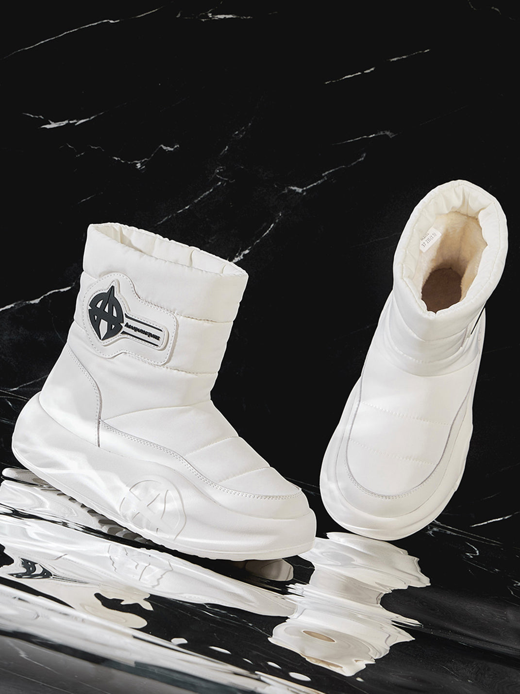 White Padded Mid-Calf Snow Boots - View 8