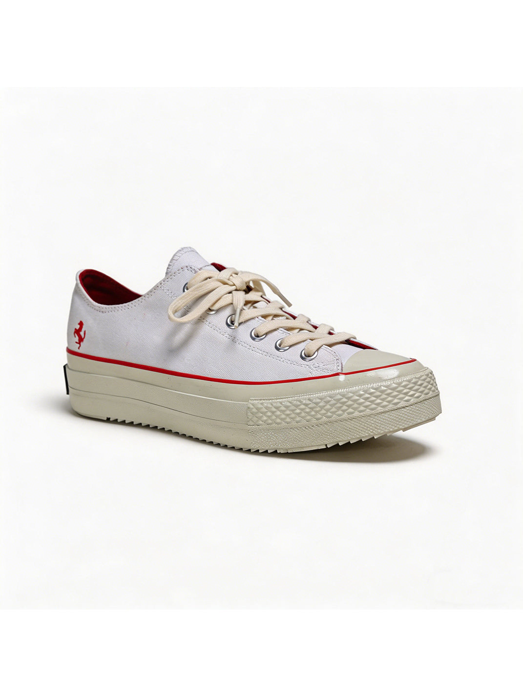 White Racing Stripe Platform Canvas Sneakers - View 8