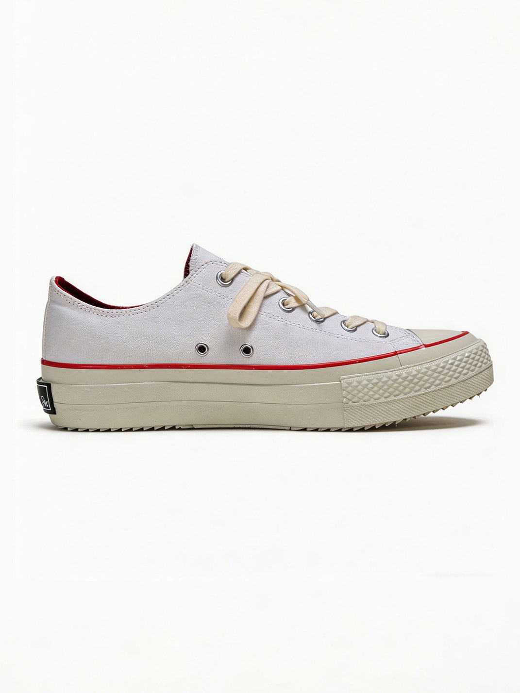 White Racing Stripe Platform Canvas Sneakers - View 9