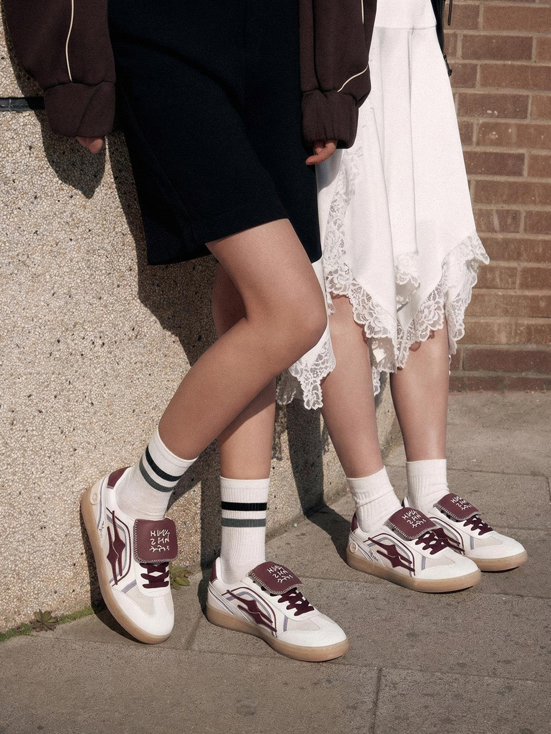 Wine Red Strap Retro Trainer Sneakers - View 3