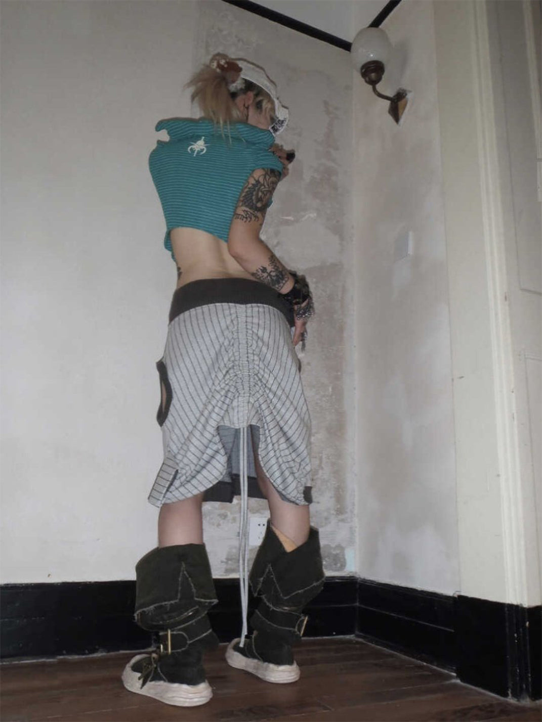Multi-Wear Distressed Canvas Knee-High Boots - View 4