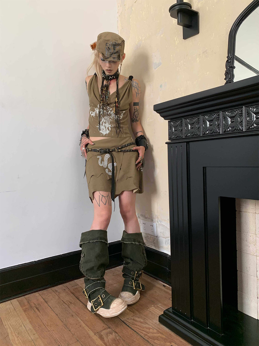 Multi-Wear Distressed Canvas Knee-High Boots - View 12