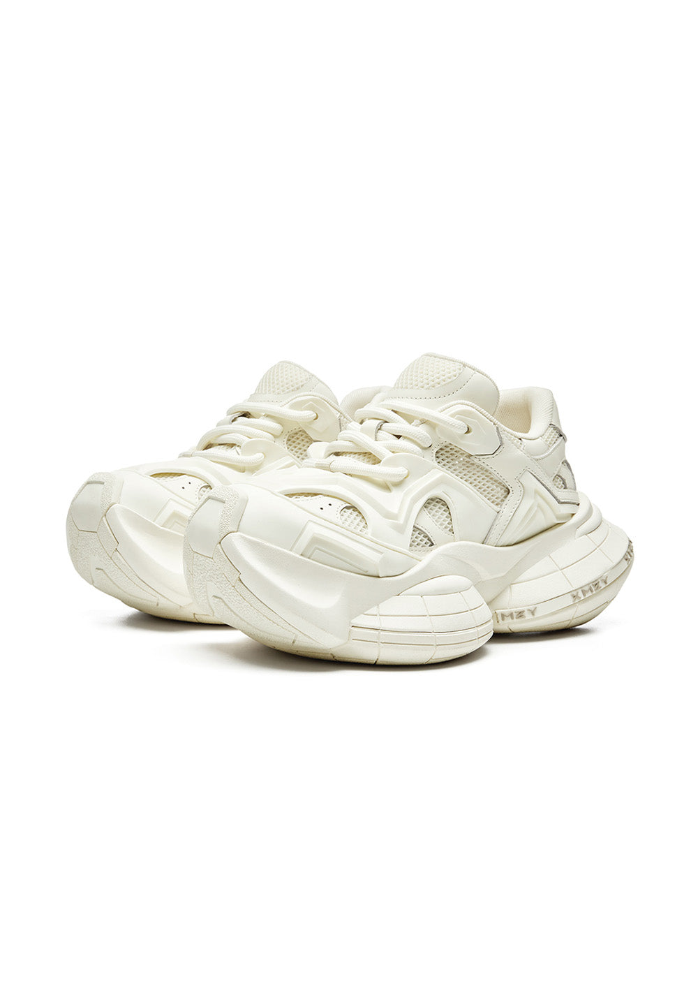 White Sculpted-Sole Chunky Sneakers