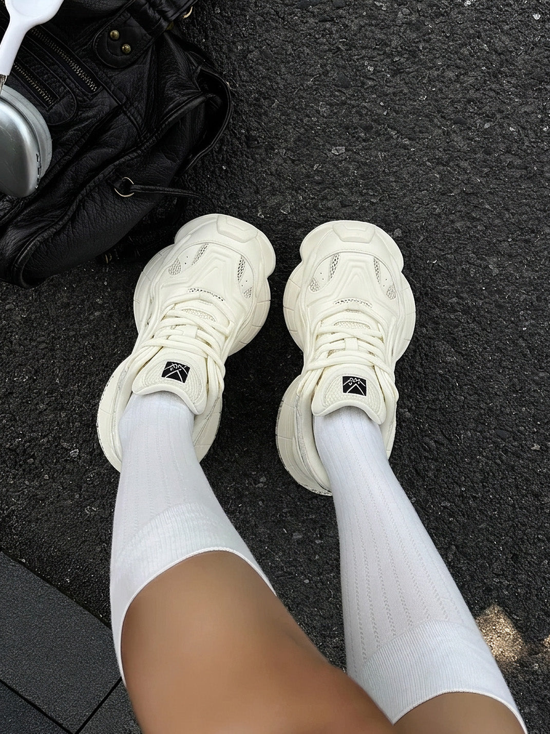 White Sculpted-Sole Chunky Sneakers - View 4
