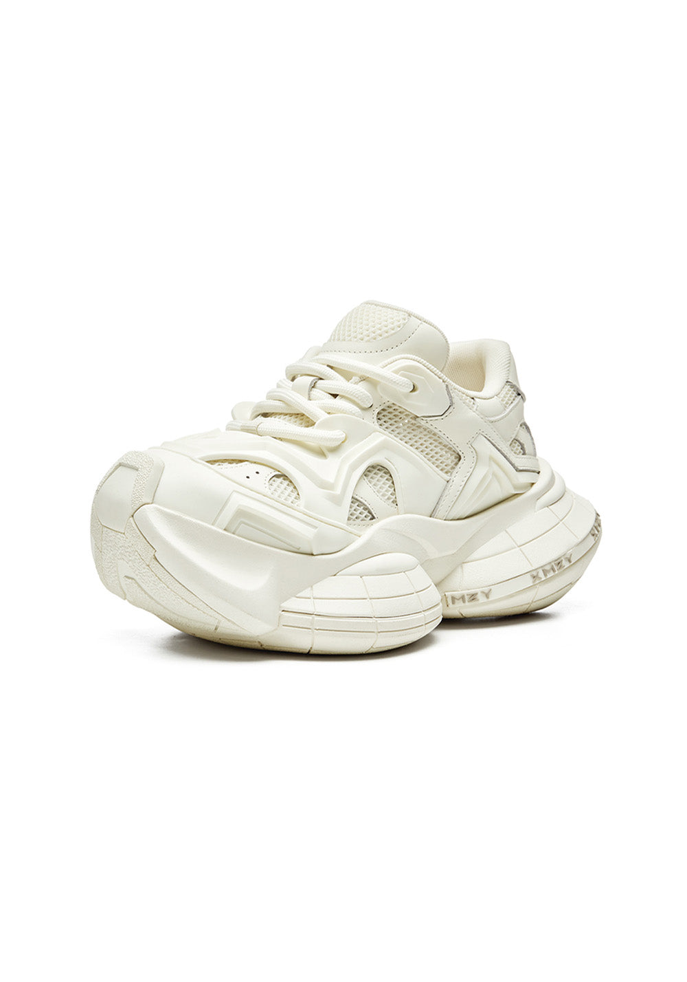 White Sculpted-Sole Chunky Sneakers - View 5