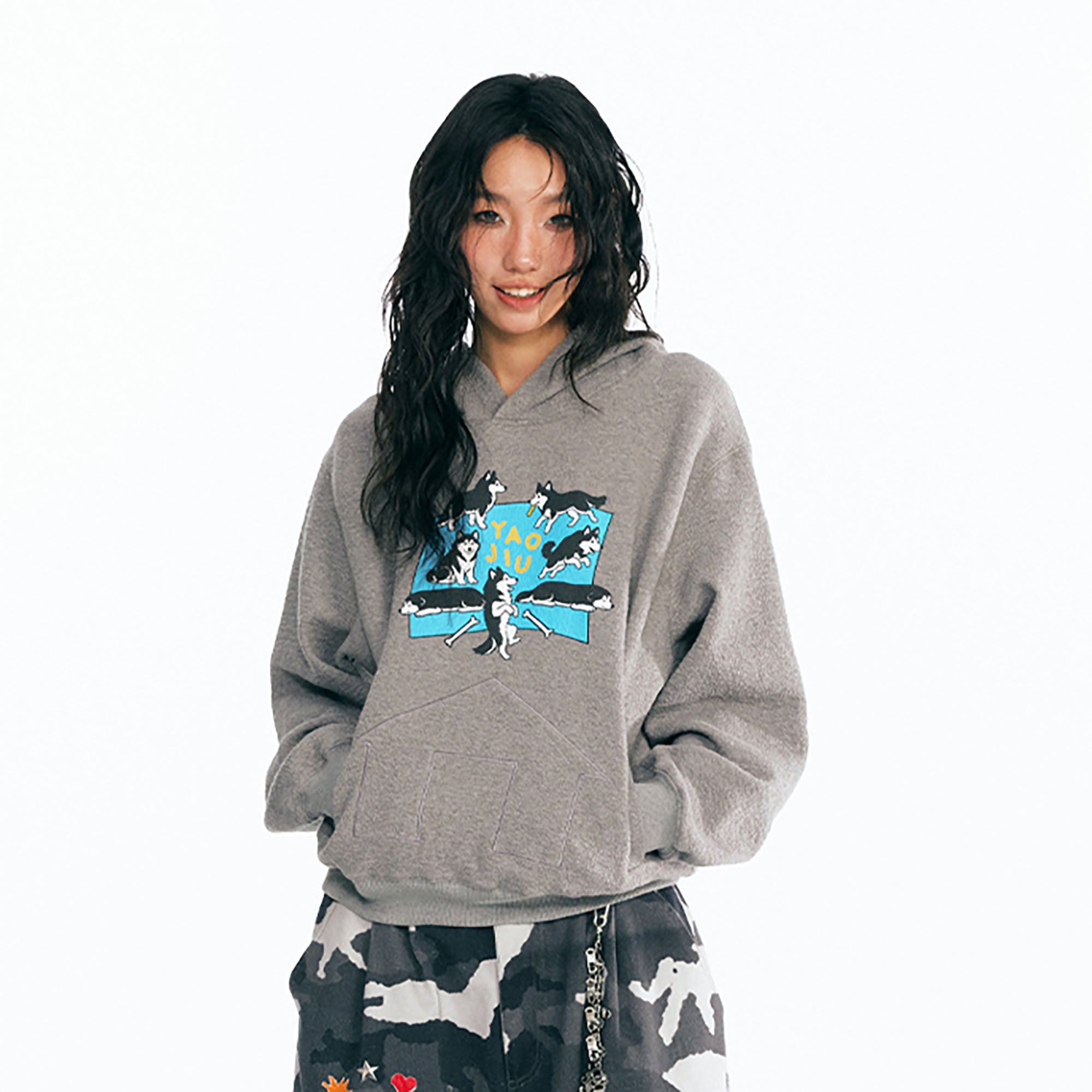 Puppy Paradise Oversized Graphic Hoodie