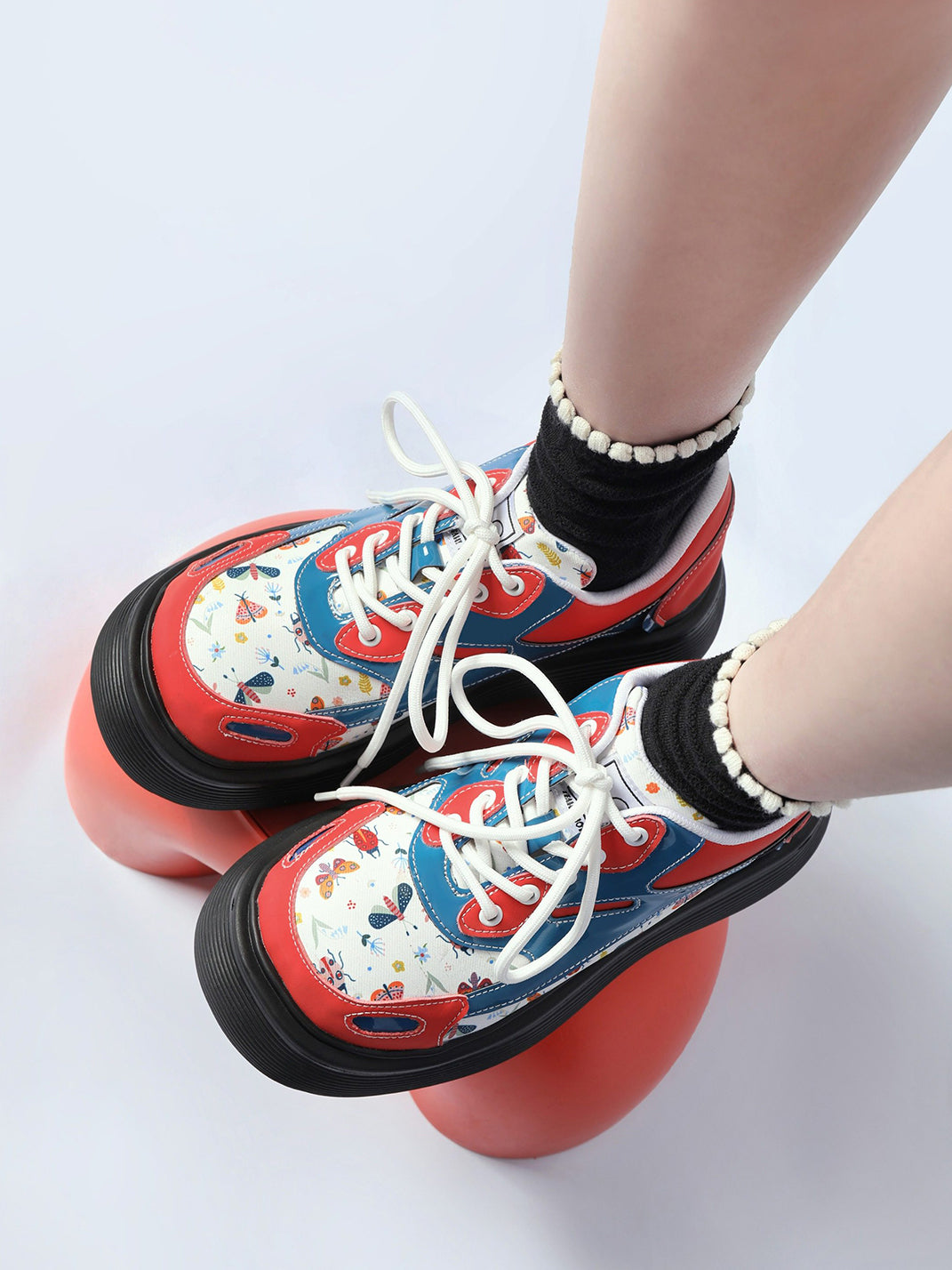 Butterfly-Panel Platform Lace-Up Derby Shoes - View 6