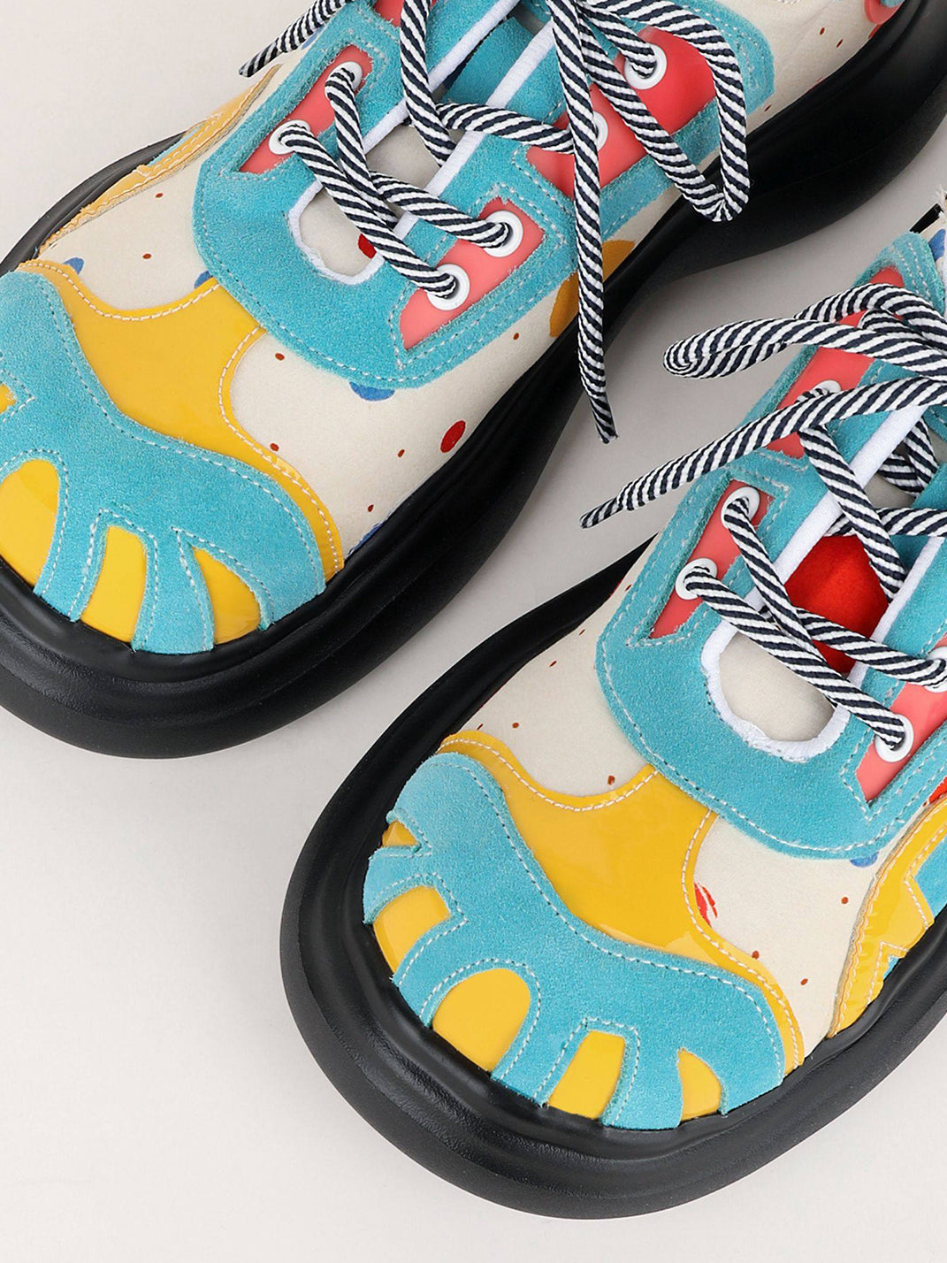 Primary-Color Graphic Platform Derby Shoes - View 9