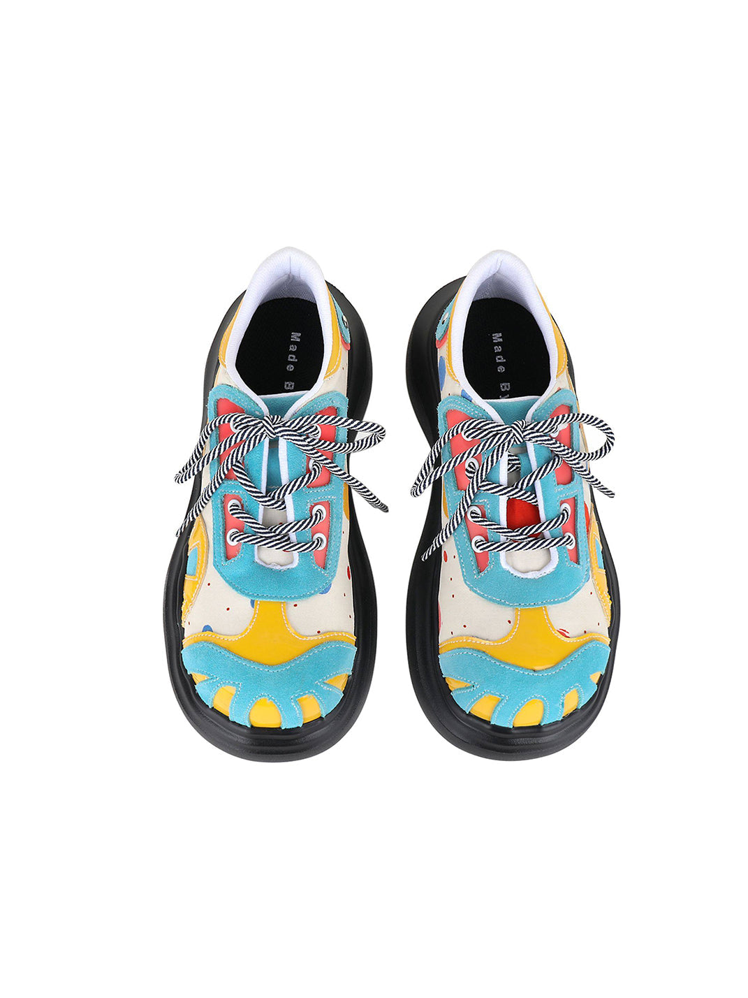 Primary-Color Graphic Platform Derby Shoes - View 12