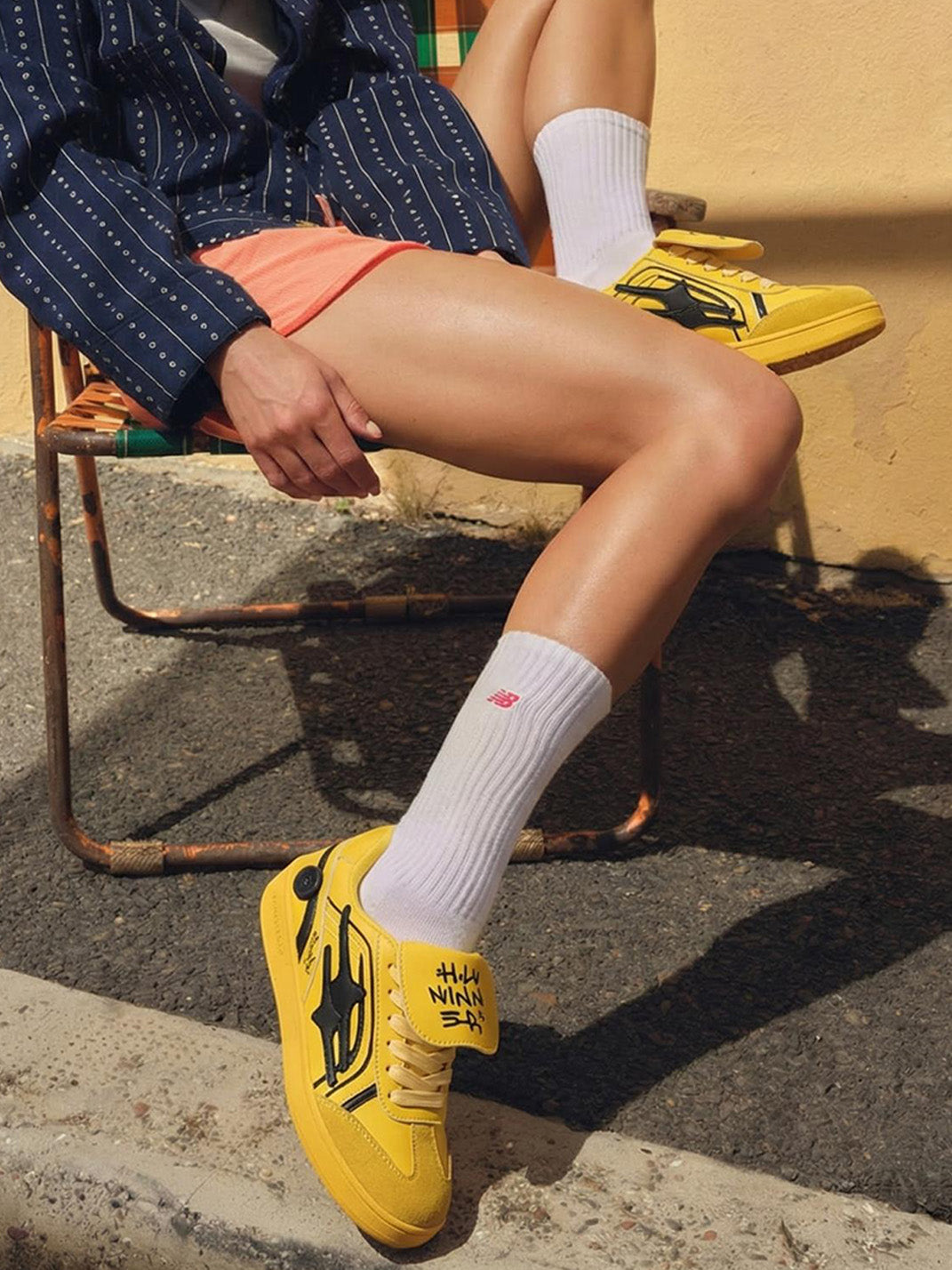 Yellow Graphic Retro Trainer Sneakers - View 3