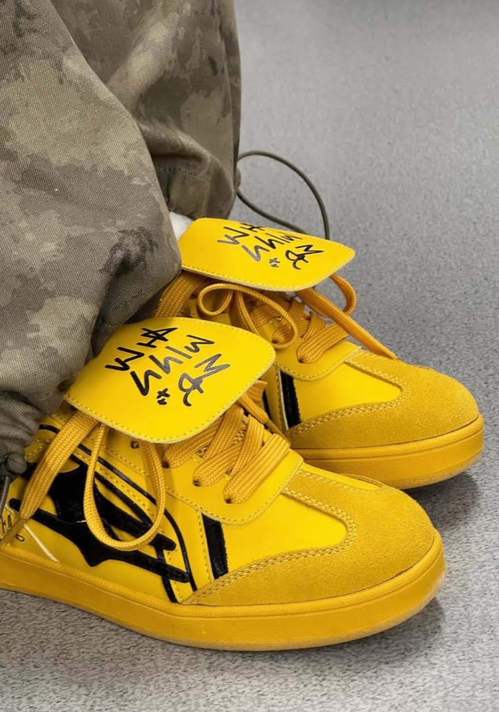 Yellow Graphic Retro Trainer Sneakers - View 5