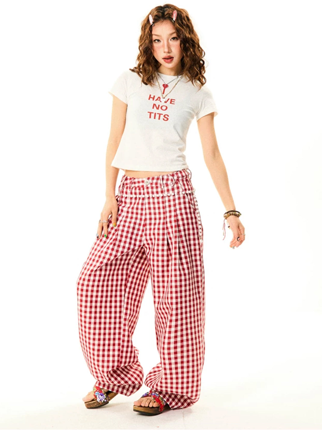 Sweetheart Plaid Wide-Leg Pants - View 6