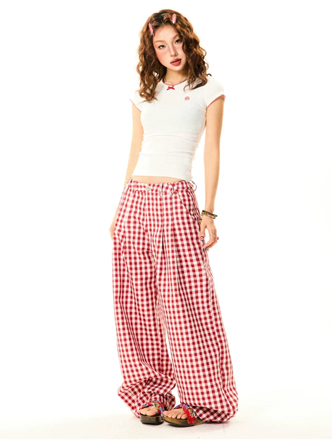 Sweetheart Plaid Wide-Leg Pants - View 11