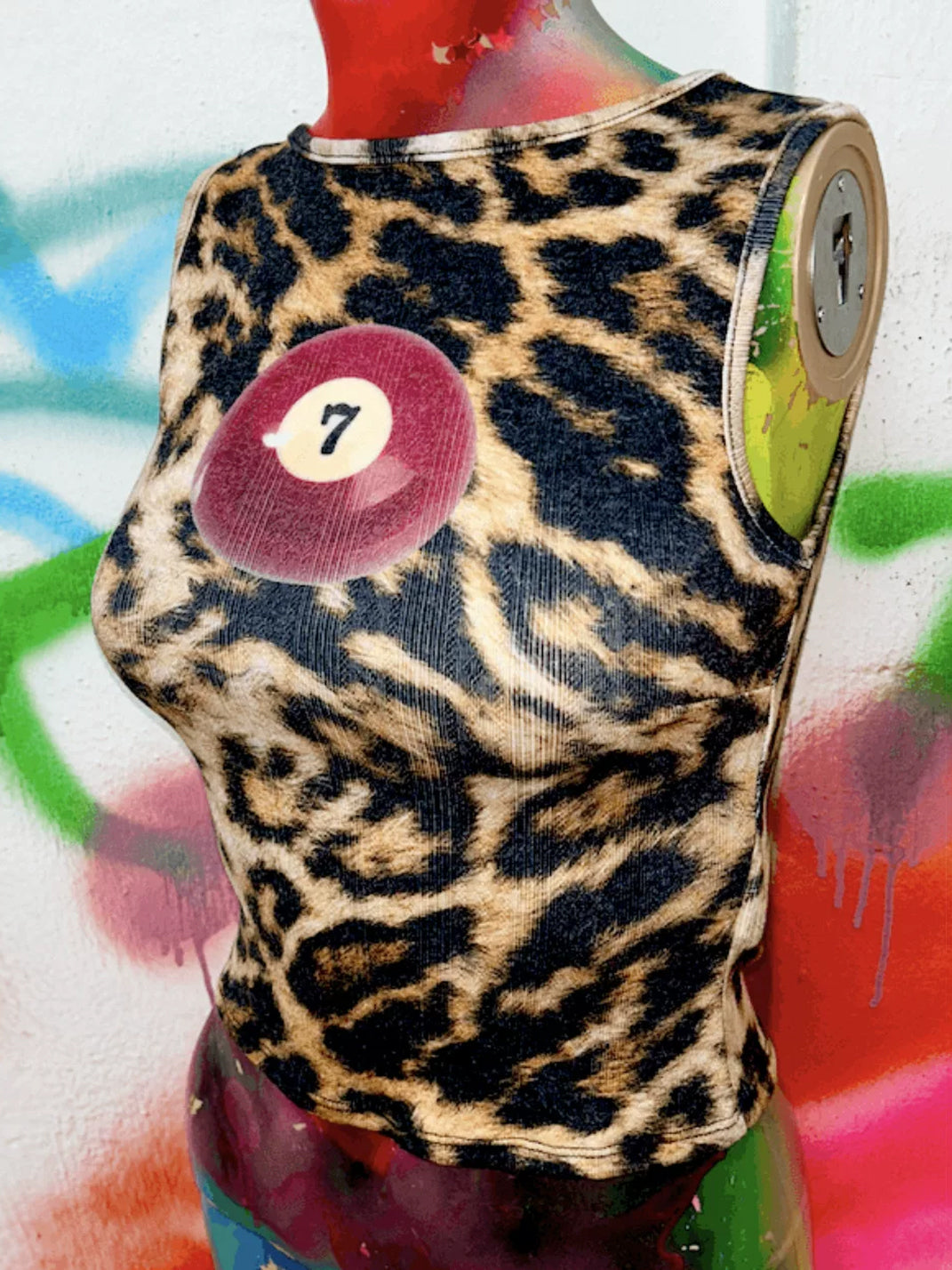 Mixed-Print Fitted Knit Tank Top - View 7
