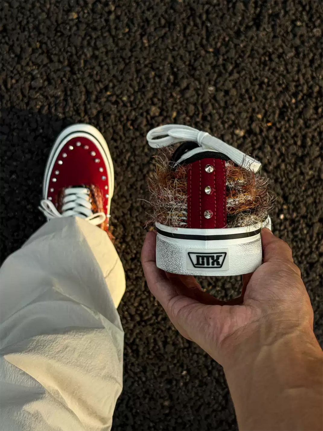 Reddish-Brown Studded Suede Low-Top Sneakers - View 6