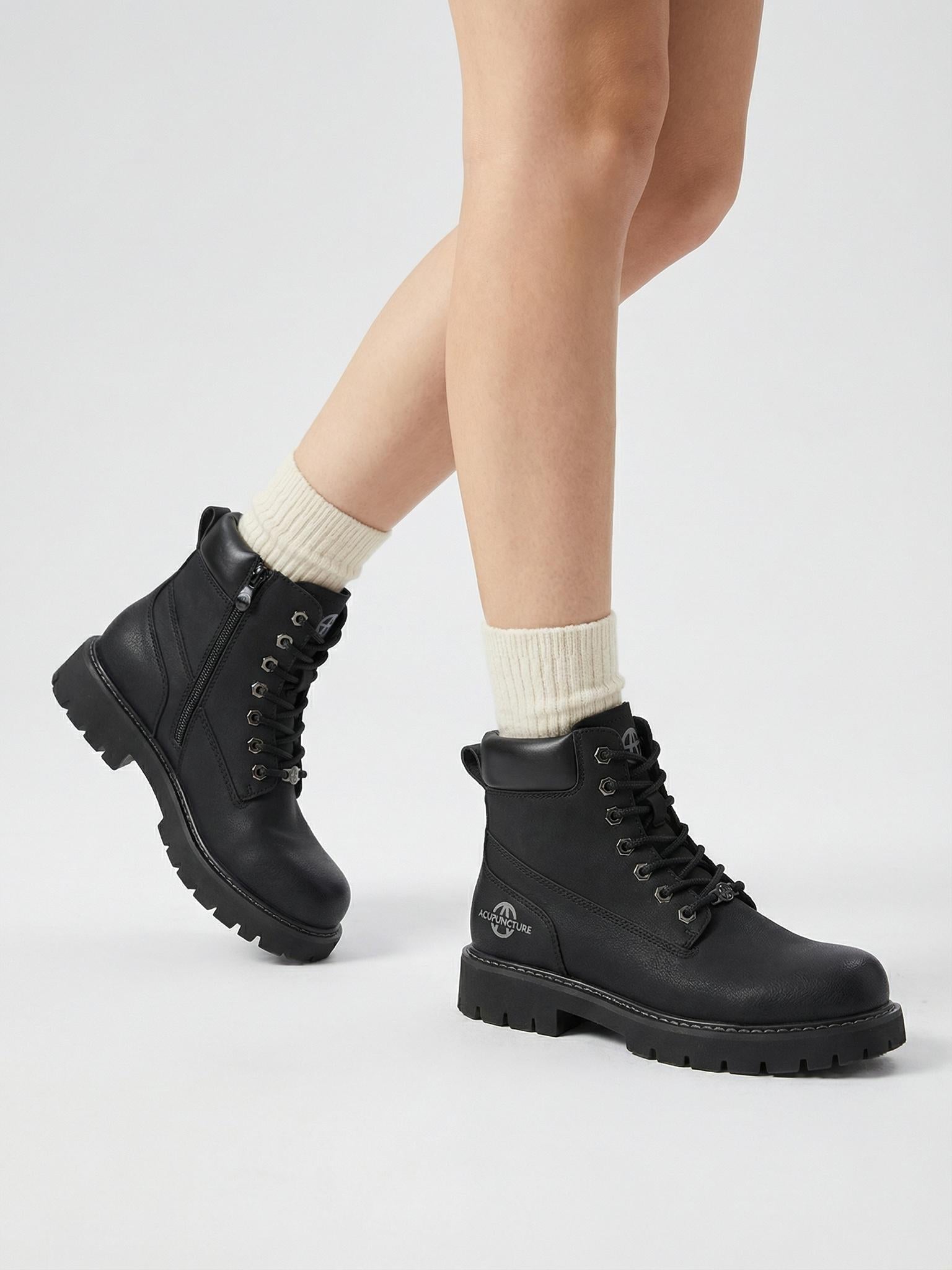 Zip-Front Lug-Sole Ankle Boots - View 20
