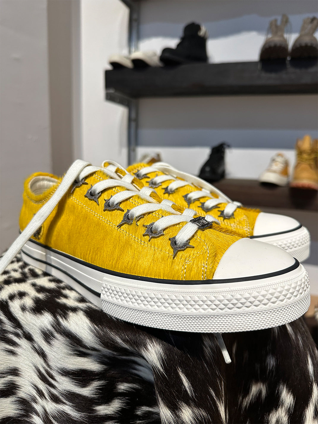 Contrast Cowhide Low-Profile Sneakers - View 5