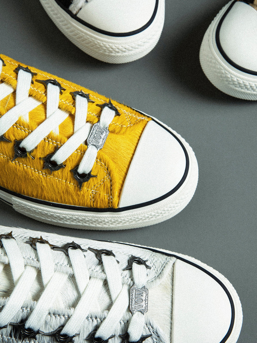 Contrast Cowhide Low-Profile Sneakers - View 6