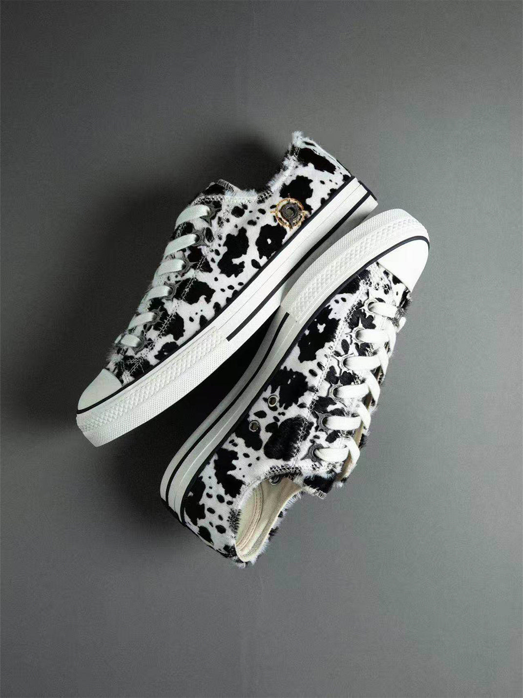 Contrast Cowhide Low-Profile Sneakers - View 10