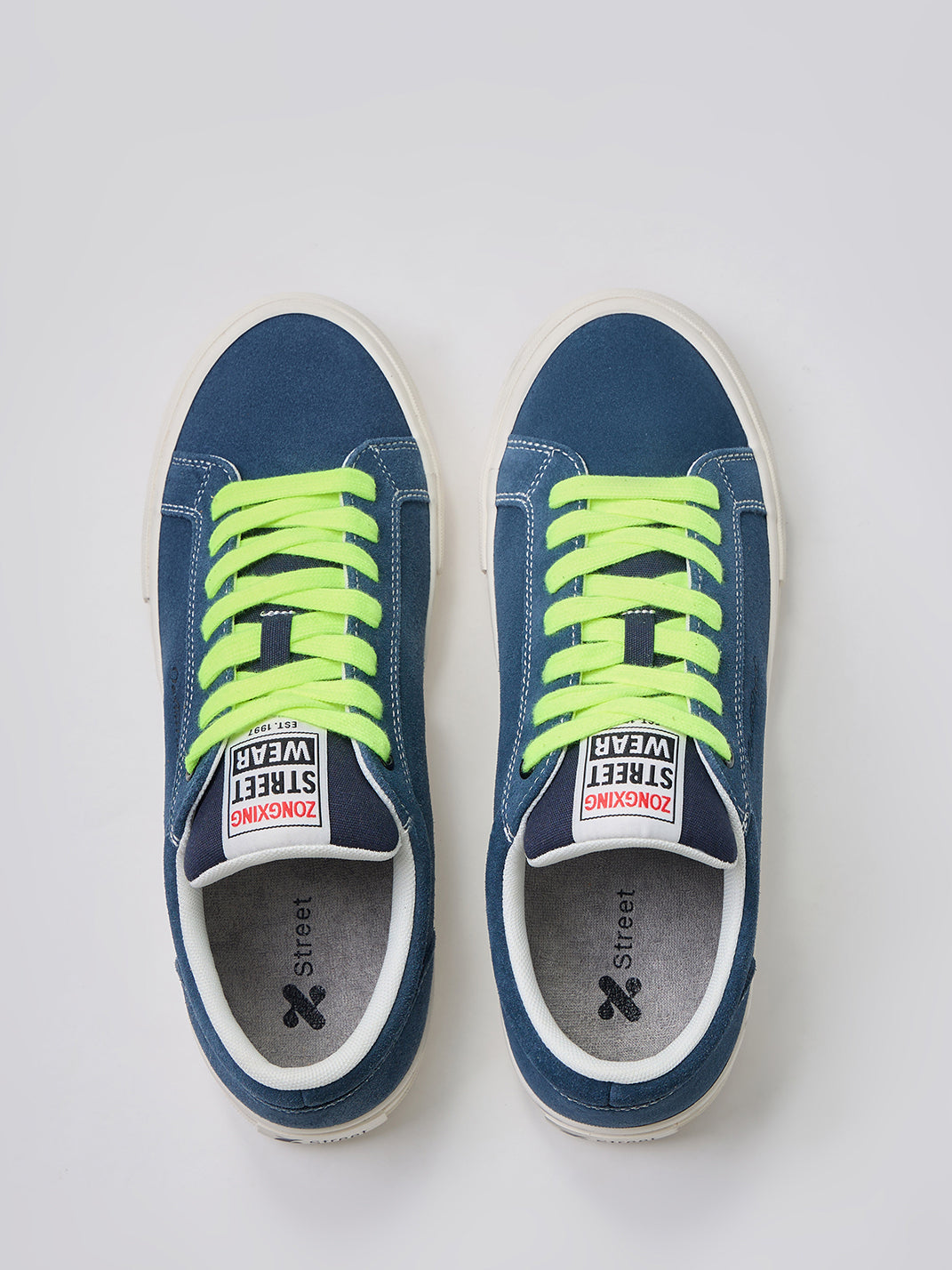 Neon-Lace Suede Platform Canvas Sneakers - View 12