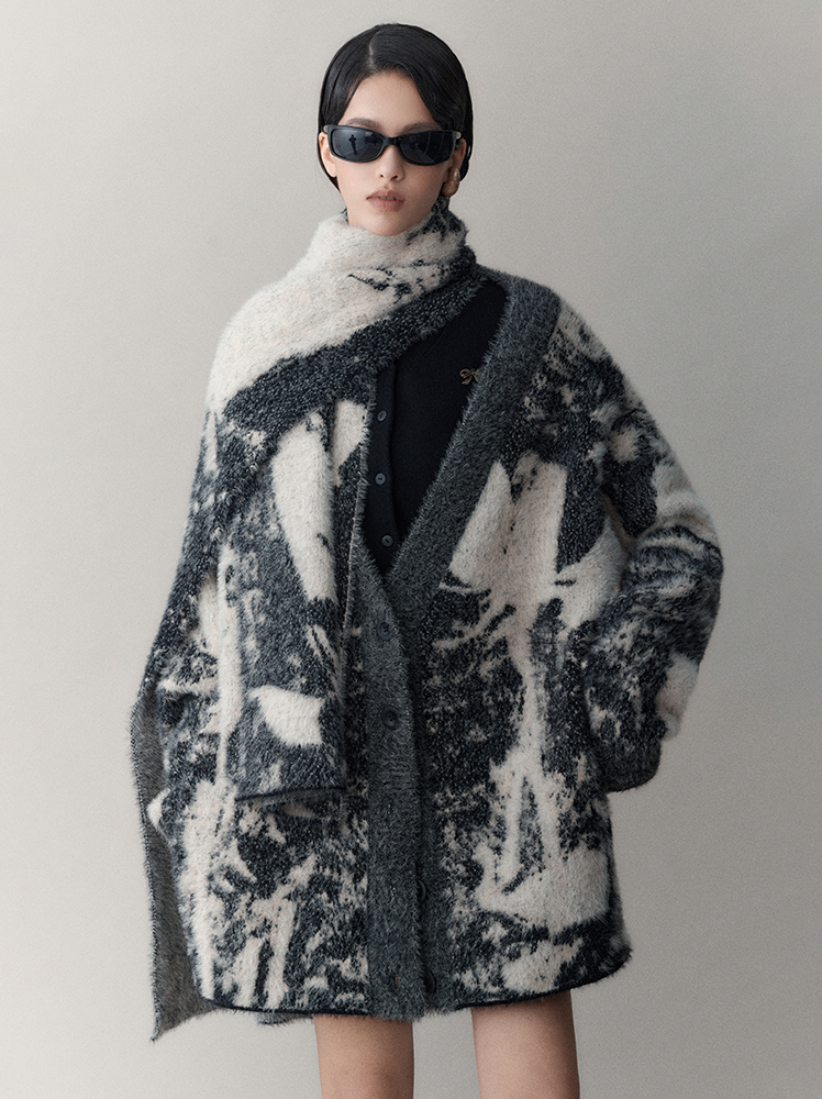 Retro Chic Oversize Wool Cardigan - chiclara