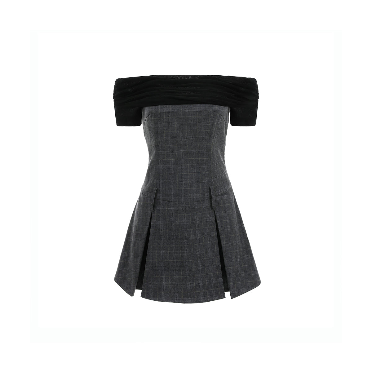 Elegant Off-Shoulder Dress With Illusion Layer - chiclara