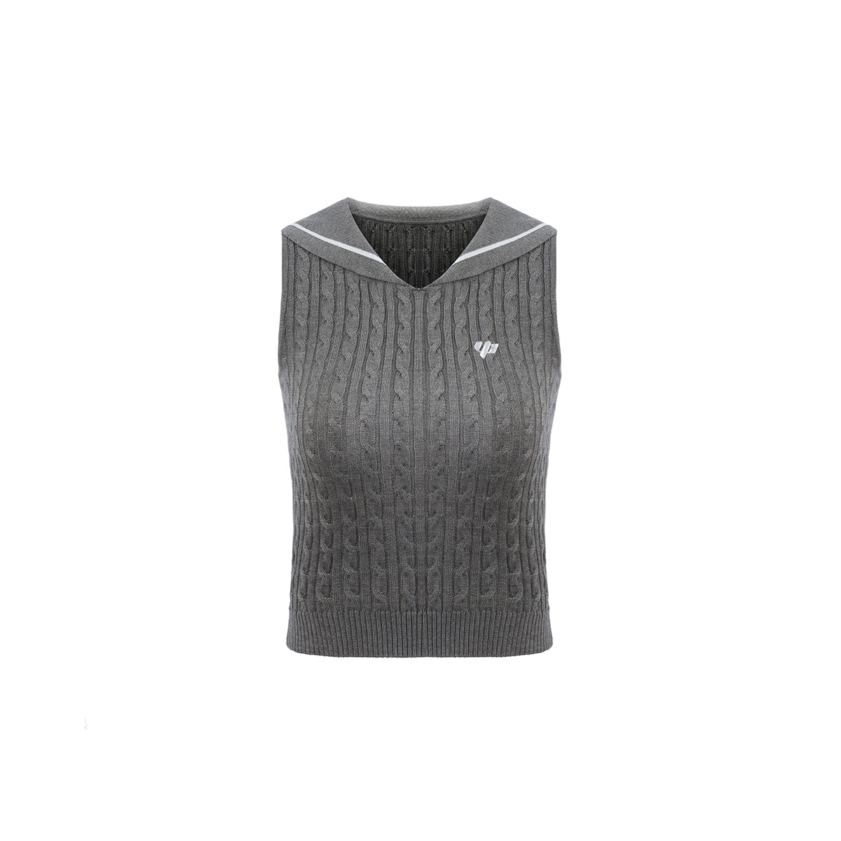 Grey Sailor Collar Vest With Logo Embroidery - chiclara