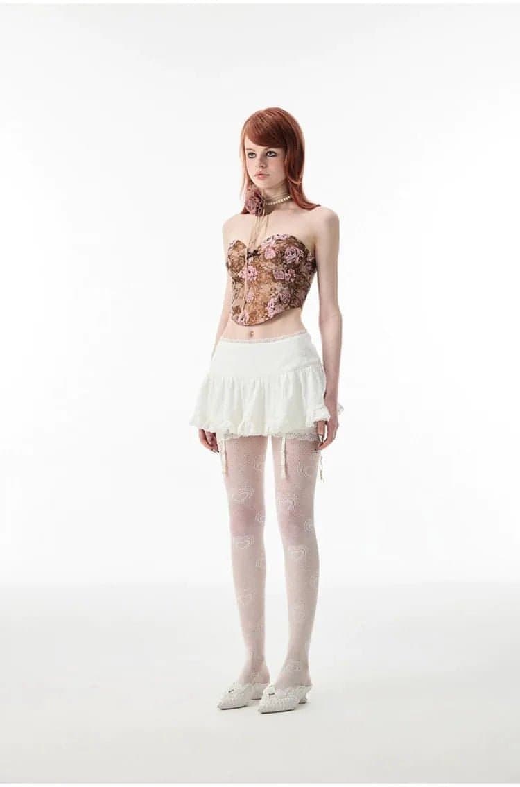 1Jinn White & Black Lace Edge Mini Skirt - chiclara