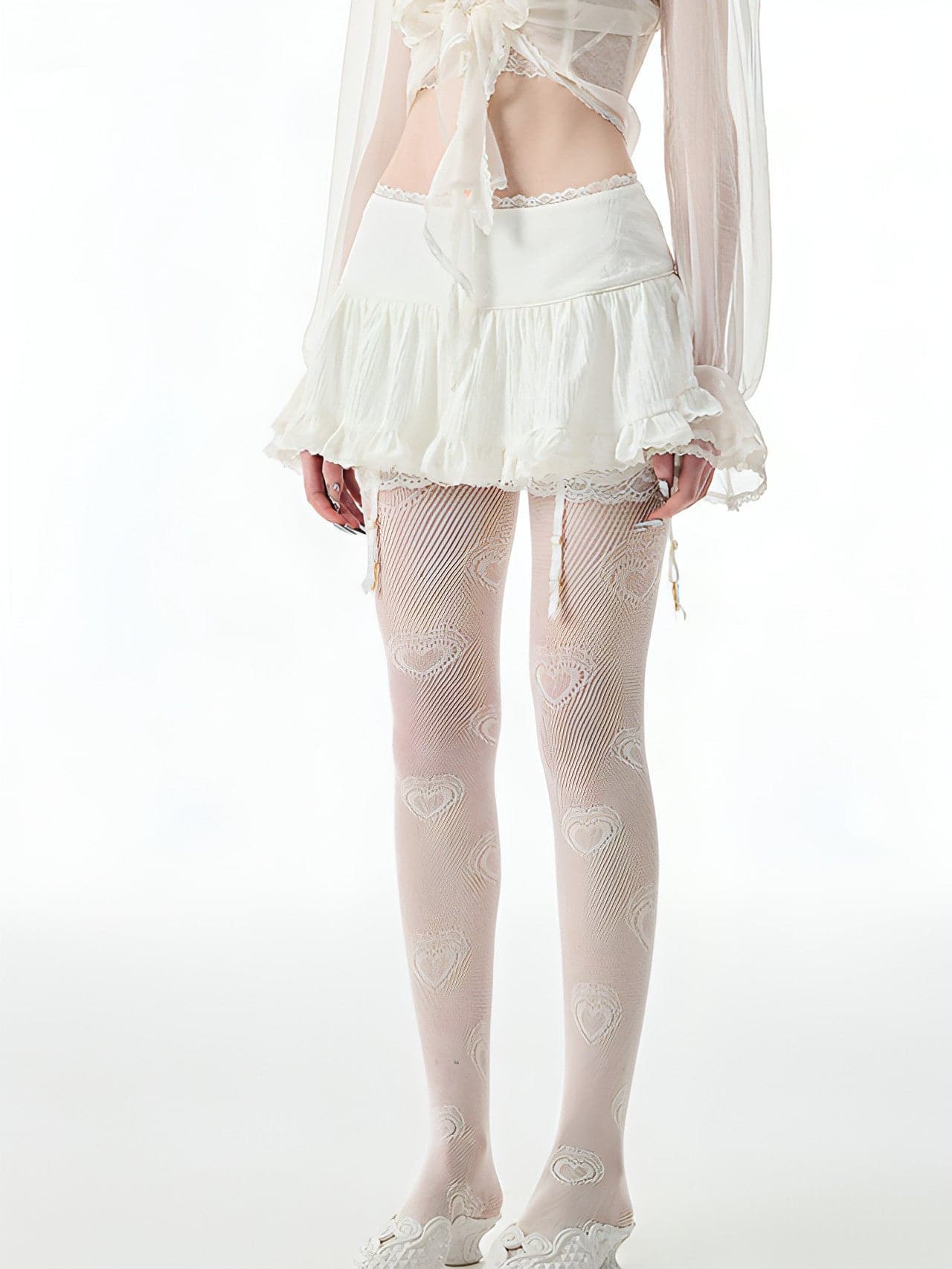 1Jinn White & Black Lace Edge Mini Skirt - chiclara