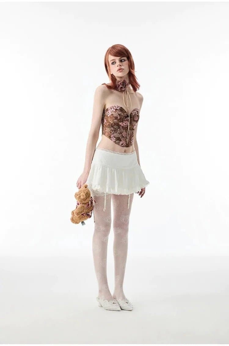 1Jinn White & Black Lace Edge Mini Skirt - chiclara