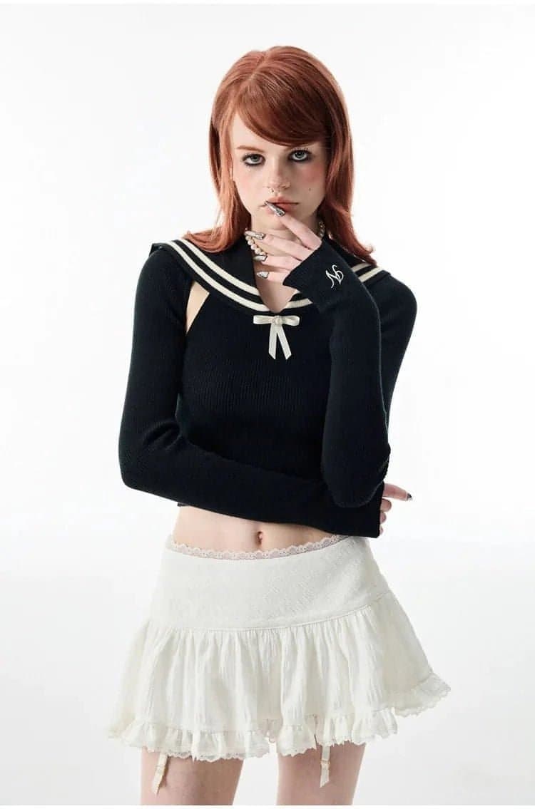 1Jinn White & Black Lace Edge Mini Skirt - chiclara