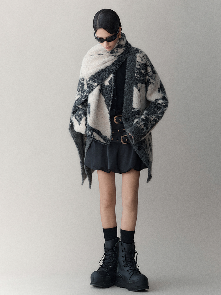 Retro Chic Oversize Wool Cardigan - chiclara