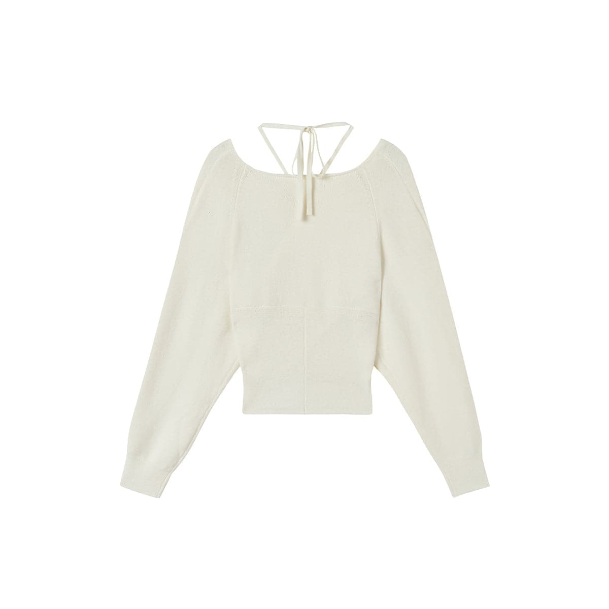White Crossed Knit Top With Halter Straps - chiclara