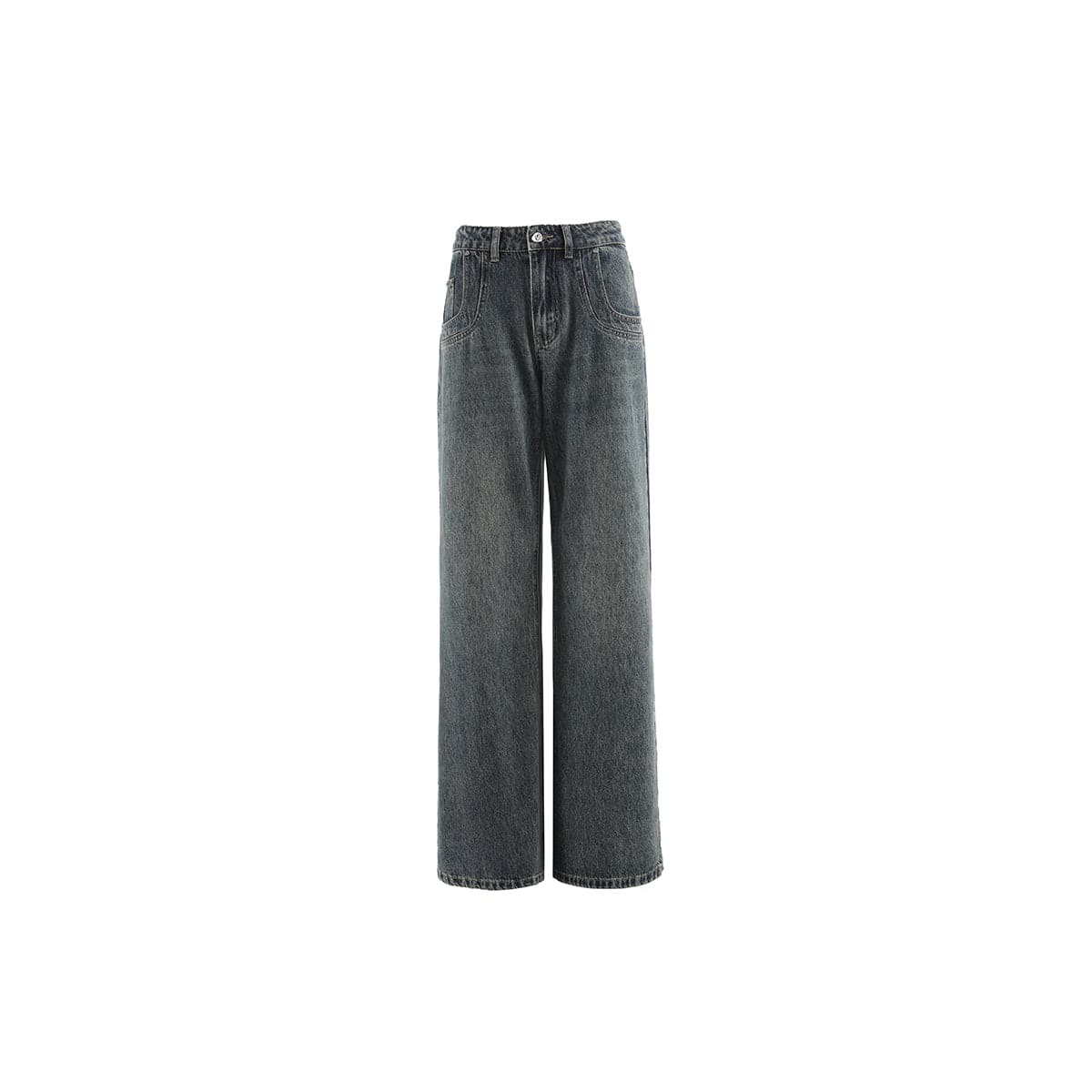 Premium 3D Washed Blue Denim Jeans With Oversized Pocket - chiclara