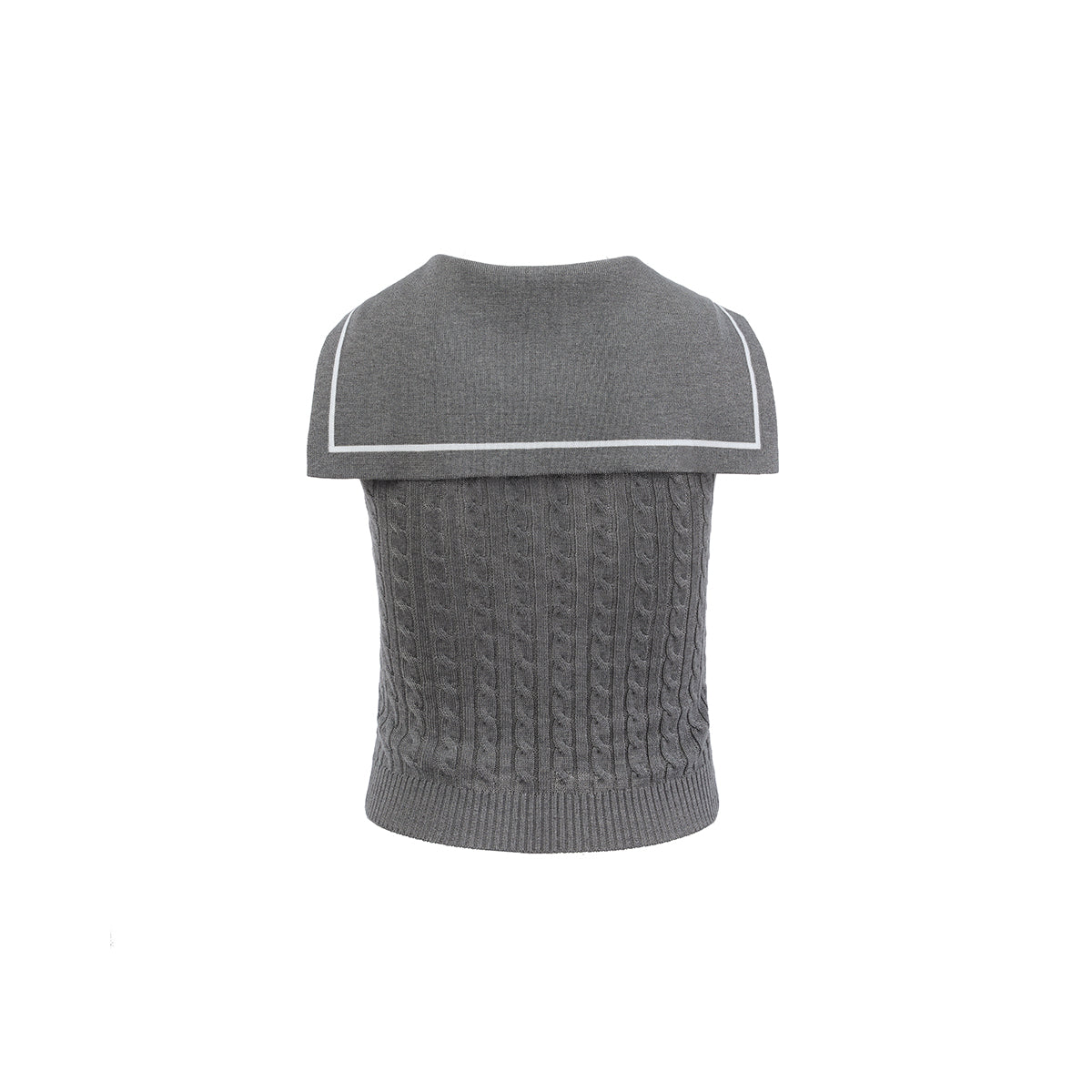 Grey Sailor Collar Vest With Logo Embroidery - chiclara
