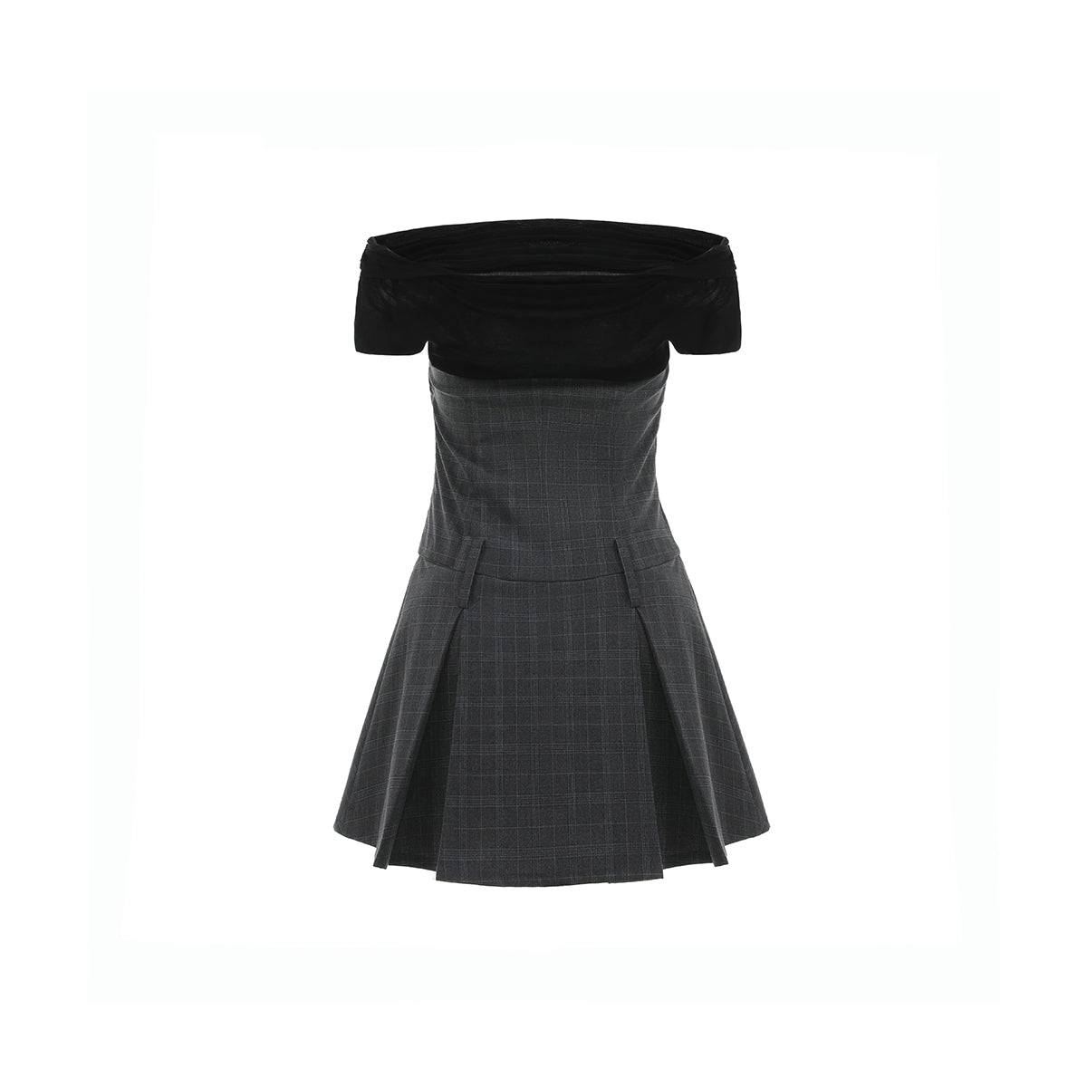 Elegant Off-Shoulder Dress With Illusion Layer - chiclara