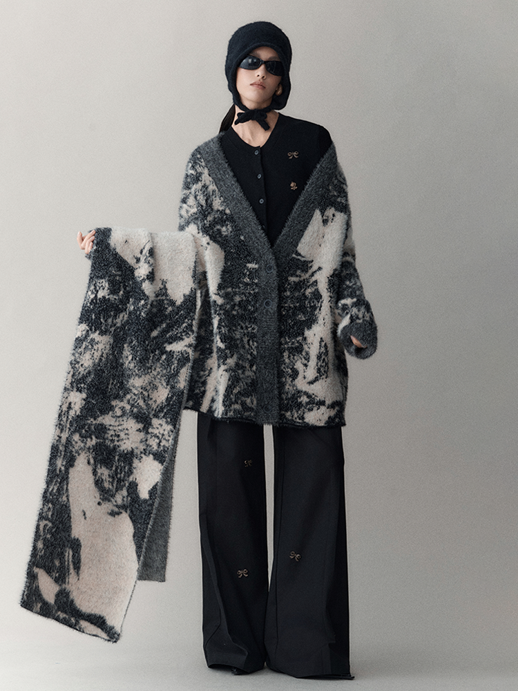 Retro Chic Oversize Wool Cardigan - chiclara