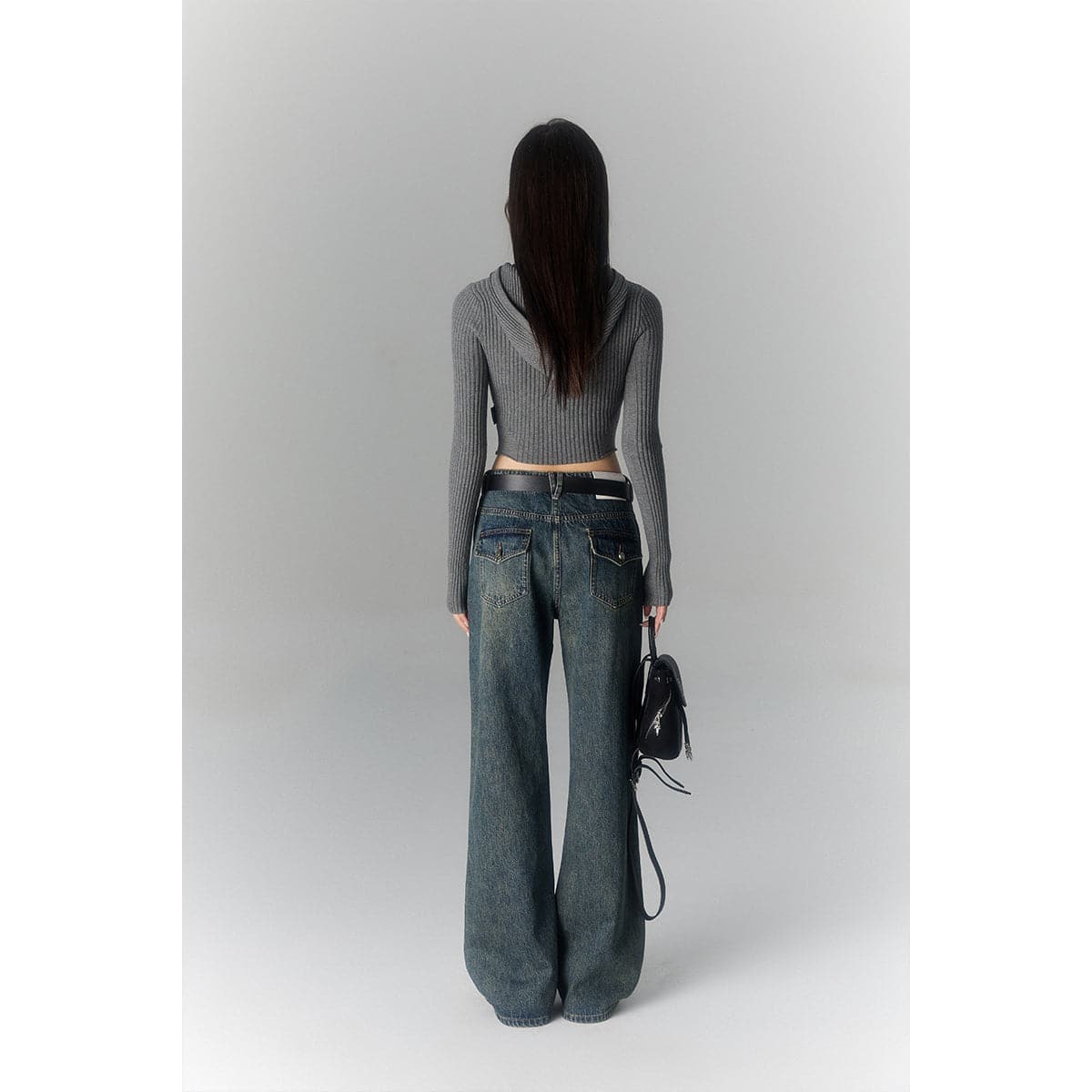 Premium 3D Washed Blue Denim Jeans With Oversized Pocket - chiclara