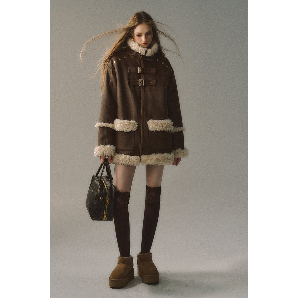 Reversible Suede Patchwork Jacket - chiclara