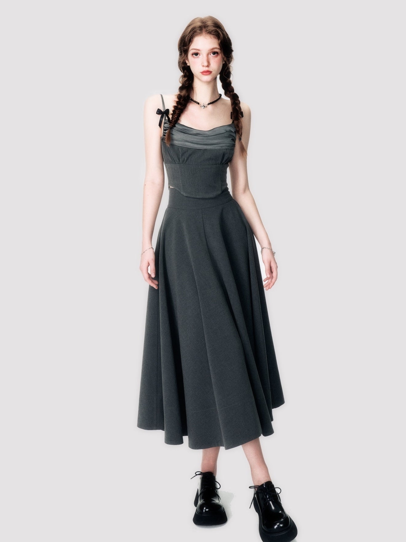 Elegant Ribbon Camisole & Long Skirt Set - chiclara