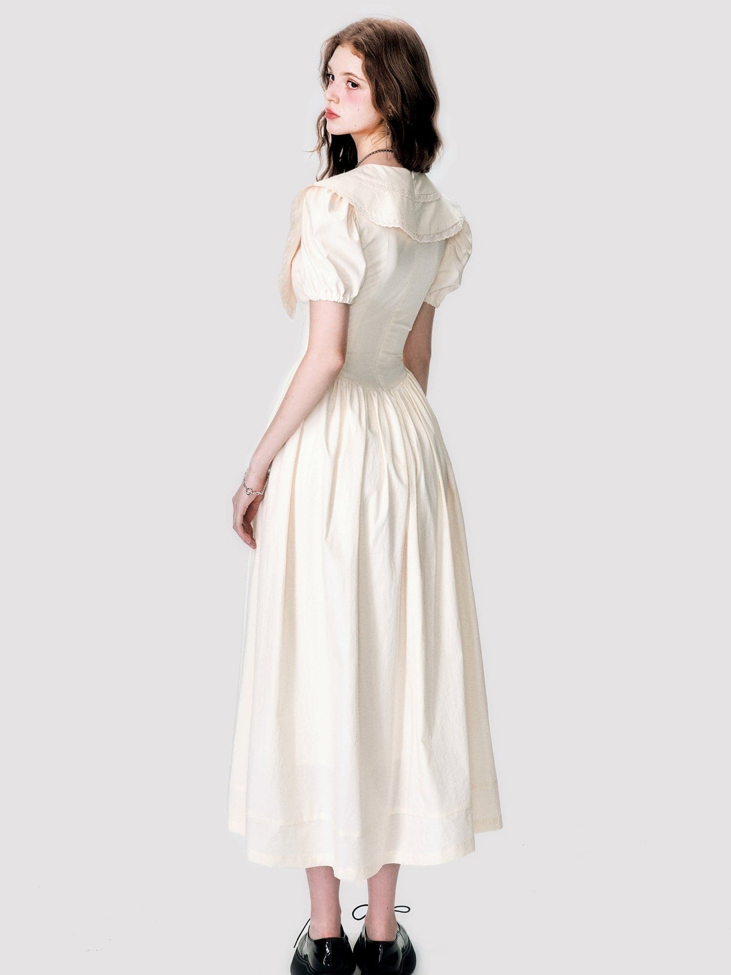 Elegant Fluffy Long One-Piece With Oversized Collar - chiclara