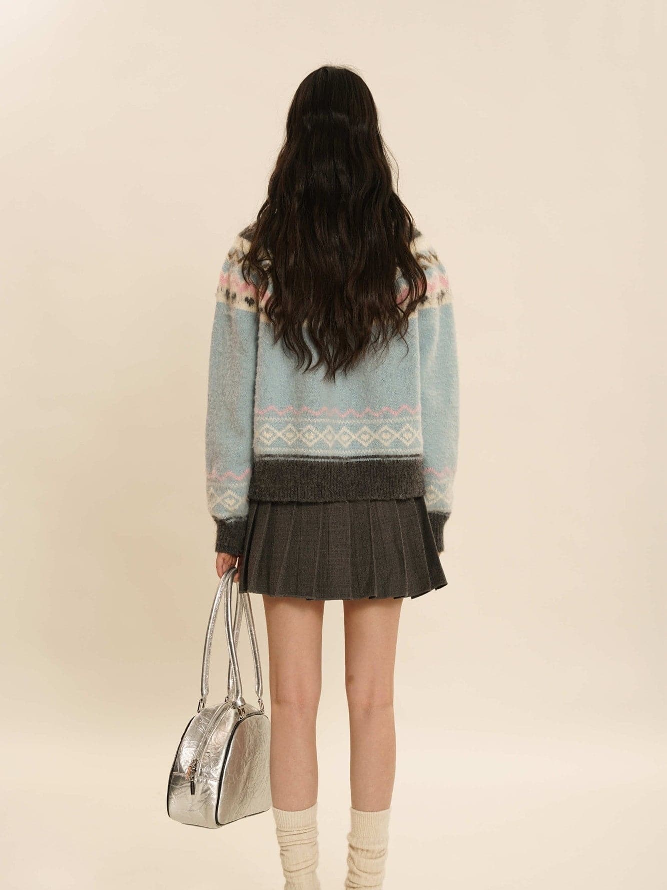 Vintage Knit Crew-Neck Cardigan - chiclara