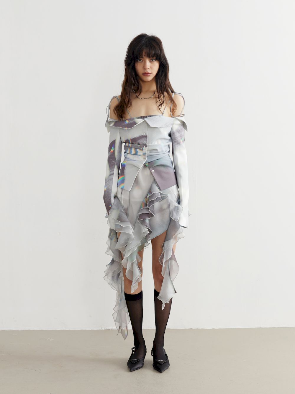 Elegant Marble Off-Shoulder Tops - chiclara